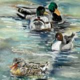 “Ducks all in a Row” 6x18 matted to 12x24 -AAV Gallery Grayling mi. . 