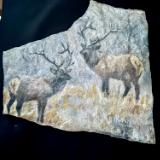 SOLD-Two Elk silhouettes on Stone