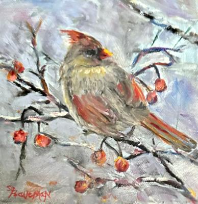 Female Cardinal with Berries(sold)