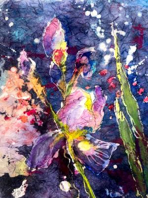 Iris II Watercolor Batik Ltd Edition Prints