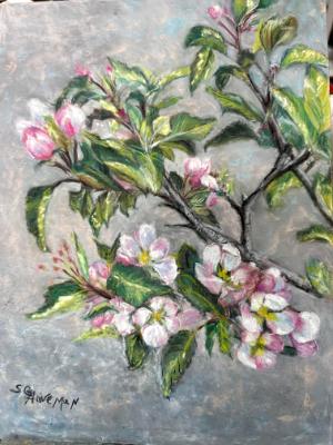 Wall Hugging Crabapple Blooms-Pastel-Avail they Artist